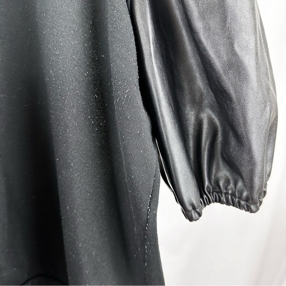 Eloquii Short Sleeve Black Shirt Faux Leather‎ Puff Sleeves Women's Plus 18/20 - Picture 6 of 8